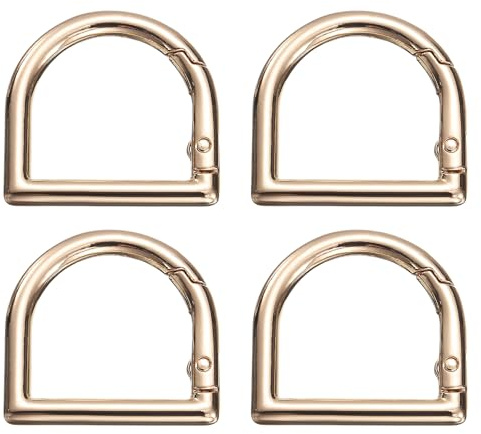 sourcing map 4 ganchos de metal con anillo en D de 1.3 pulgadas, hebillas de clip, abrazaderas de cierre de resorte para mochilas, bolsos, llaveros de paracaídas, manualidades, color dorado