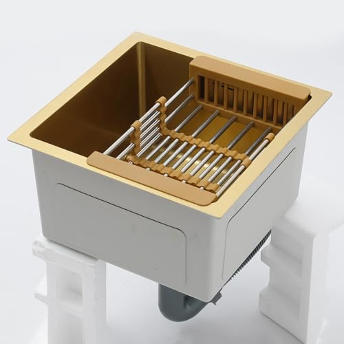 Évier À Un Seul Bac En Inox Pour Petites Cuisines Et Bars - Design Rond, Installation Sous Plan Ou Encastrée, Taille Compacte Pour Petits Espaces(45x45cm)