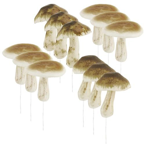 com-four® 12x Russula - Hongos Artificiales para Insertar en Coronas y arreglos Florales - Hongos como una Gran decoración de otoño - Hongos Artificiales