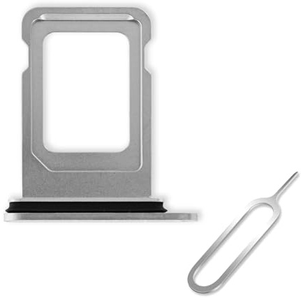 Cemobile SIM Card Tray Slot Holder Ersatz für iPhone 15 Pro & 15 Pro Max (Single SIM Version) mit wasserdichtem Gummidichtring + offenem Auswurfstift (Weißes Titan)
