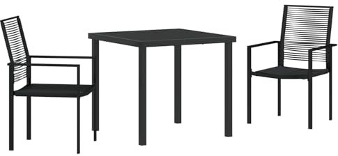 vidaXL Trädgårdsmöbelset 3 st Svart Pulverlackerat stål