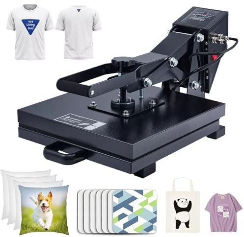 otmechl 1400W Transferpresse Textilpresse T-Shirt Sublimationsmaschine 38x38cm Hitzepresse Heat Press Heißpresse DIY Mulitifunktional Sublimation Wärmepresse