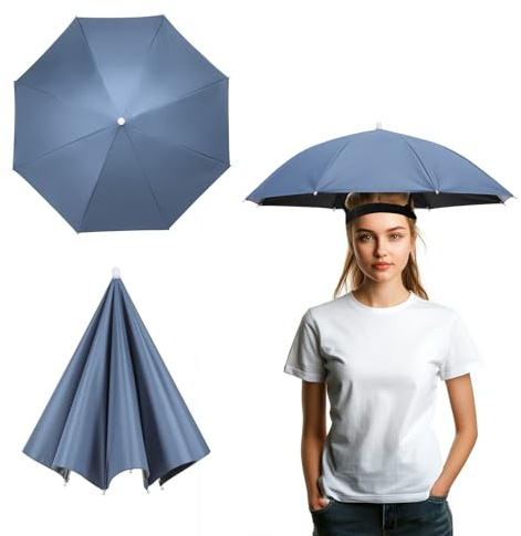 YELARXI Umbrella Hat, Fishing Hat Hands Free Waterproof Adjustable Sun Rain Cap Hat with Elastic Band Fit for Women Men Fishing Camping Gardening Beach Sunshade Outdoor(Mist Blue)