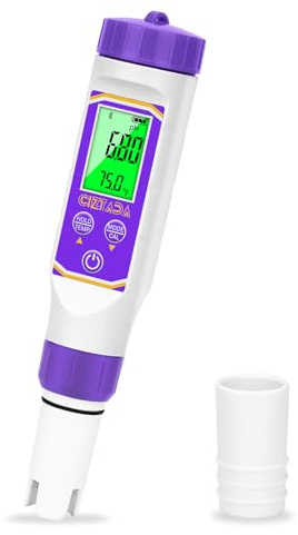 CIZTADA Smart pH Meter for Water pH and EC Meter for Hydroponics Nutrients Digital pH and PPM Tester for Reservoir Water 4 in 1 pH EC TDS Temp Tester for Indoor Plant Growing, DWC, Pool, Aquariums
