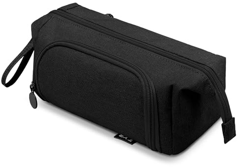 ZYB Pencil Case Large Capacity Pencil Case,Large Pencil Pouch with Compartments Handheld,Multifunctional Stationery Pouch Makeup Bag Gift for School Office Kids Girls Boys Adult Women Men-Black