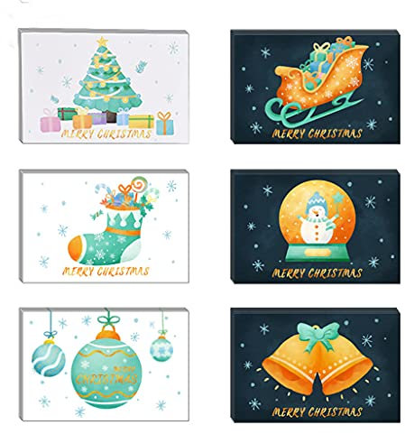 THINCAN 24 Pack Aquarell Weihnachtskarten Urlaubsgrußkarte Mit Umschlägen Stikers Postkarten
