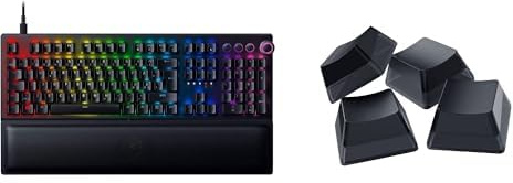 BlackWidow V3 Pro (Yellow Switch) Nordic Layout + Phantom Tastenkappen-Set DE-Tasten Kabellose Mechanische Gaming Tastatur (Geräuschlose Mechanische Switches, RGB Chroma, Handballenauflage) Schwarz
