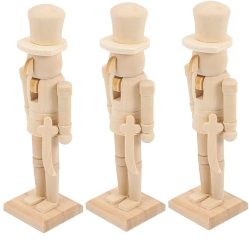 CONGARTENO 3 Pièces Casse Noisette Non Peint Décoration Maison DIY Soldat Ornements Artisanaux à Peindre pour Noël