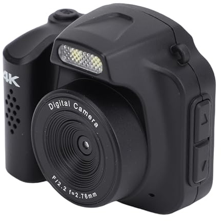 KIMISS 64MP Small Digital Camera, 4K Compact Retro Mini Keychain Camera with Fill Light, 19 Filters, 78° Wide Angle, HD Display, for Travel Study Recording (Black)