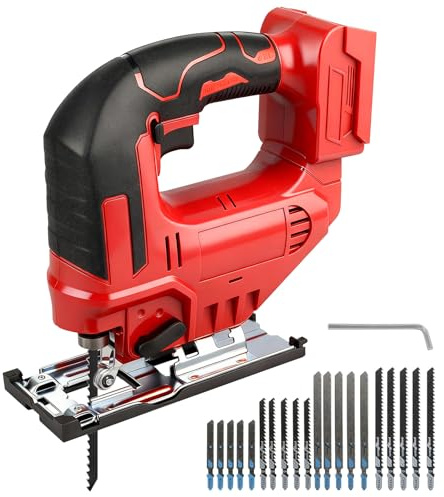 Cordless Jig Saw Compatible with Milwaukee 18V Battery, Jigsaw Cut Off Tool | with 4 Orbital Settings, 20pcs Jigsaw Blades, Electric Jig Saw Max Cutting Depth 135mm, 45°Bevel Adjustment for Wood Plastic