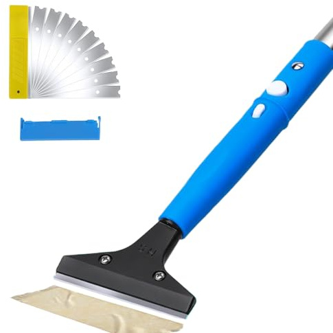 Raschietto con manico lungo, strumento telescopico per la pulizia, per pavimenti, piastrelle, fughe, doccia, garage, giardino, cartongesso, pittura e vetri delle finestre