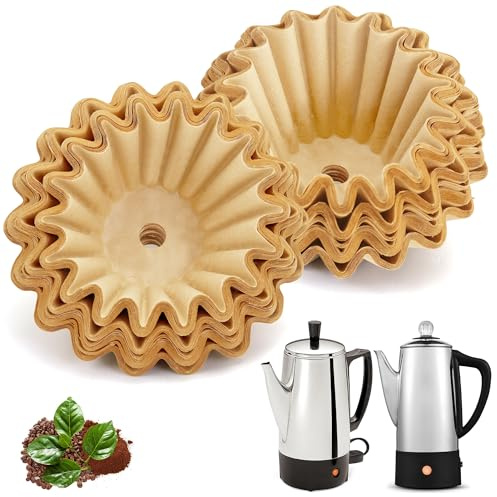 Percolator Coffee Filters Compatible with Elite Gourmet Percolator, 200 Pcs Perforated Unbleached Filter Paper for Presto 6 Cup Elite Gourmet 6 Cup