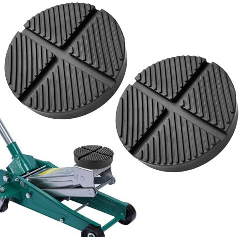 TYSM-CC 2 Pezzi Tampone in Gomma Rinforzato 125mm, per Jack da Auto con Scanalatura Profonda Anti-Scivolo, Blocco di Supporto Sollevatore per Veicoli Pesanti, Durevole, Sicuro e Facile da Installare