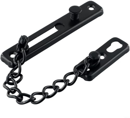 Limitatore di sicurezza per catenella per porta, con catena saldata e temprata e chiusura scorrevole per sicurezza e verifica visitatori
