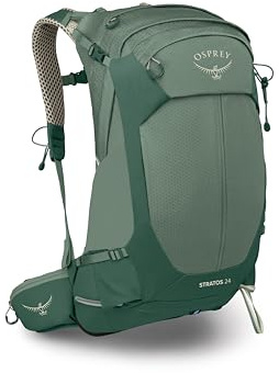Osprey STRATOS 24L Herren Wanderrucksack - Verstellbarer Tagesrucksack mit wasserdichtem Regenschutz & Flaschentaschen, Kiefernblatt