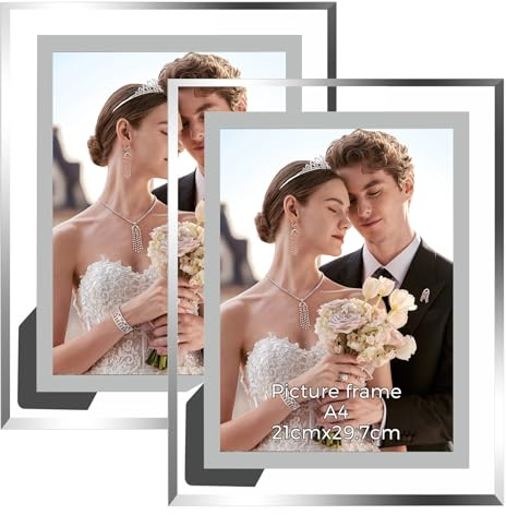 Woobroo 2PCS A4 Photo Frames, Glass Picture Frames for Wedding Photos, Family Photos, Home Decoration, Table Decorations