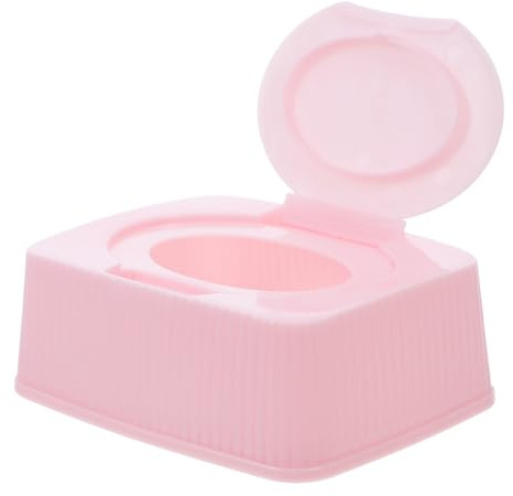 YARNOW Feuchttücher Box Rosa Feuchttücherbox Baby Spender mit Staubschutz Klappdeckel Aufbewahrung für Wattepads Kosmetiktücher Wiederbefüllbar Kunststoff Etui 14.2x9.2x6 cm