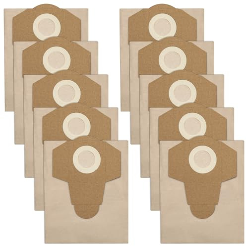 Hezane 10 Pack 20L Vacuum Dust Collection Bags/Replacement Paper Filter Bags Compatible with Einhell Wet & Dry Vacuum Cleaners BT-VC 1250S / INOX 1250S