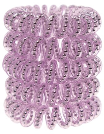 Specora-Classic Spiral Haargummi Lila Perls – 4 cm – 5er Pack – TPU – Telefonkabel Zopfgummi – Ohne Ziepen & Verheddern – Keine Knicke – Haarschonend