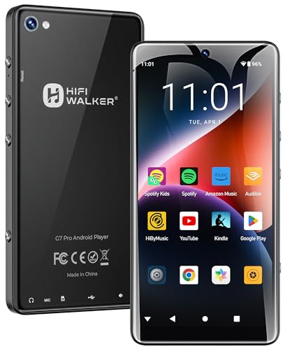 HIFI WALKER G7 Pro MP3 Player with Bluetooth & WiFi, Android 13, 5.2 HD Touchscreen, Spotify, 3GB RAM 32GB ROM, MP3/MP4 Player with Camera, Expandable Storage (Black, 160GB)