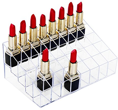 HBlife Lipstick Holder - 40 Space Clear Acrylic Lipstick Organizer Display Stand for Cosmetics, Makeup, Brushes, Bottles and More