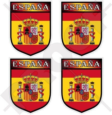 SPANIEN Spanischer Schild Espana 50mm Auto & Motorrad Aufkleber, x4 Vinyl Stickers