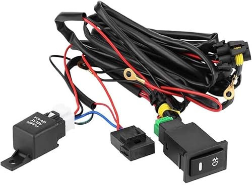 DEWIN Fog Light Wiring Kit, LED Light Bar Wiring Harness 12V Universal Car LED Fog Light On/Off Switch Wiring Harness Fuse Relay Kit