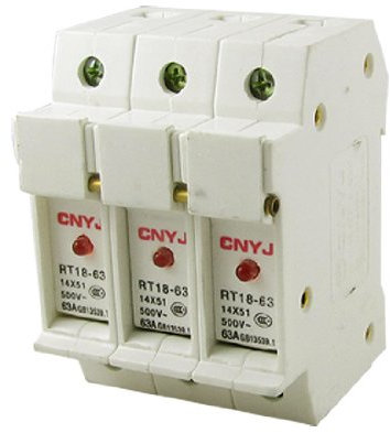 Aexit RT18-63A AC500V 14x51mm 3-poliger 3P-Sicherungshalter mit LED (f65bacc25fb19b042bd019bc396afe4f)