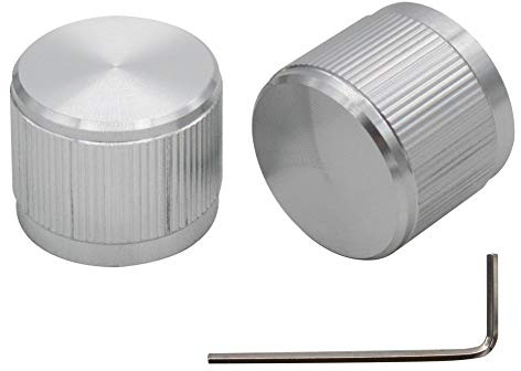 mxuteuk 2Stücke Gitarre Knobs Silber Gitarre Knöpfe Potiknöpfe Audio Lautstärkeregler Aluminium Rotary Potentiometer Drehknoepfe für E-Gitarren Bassschraube Ersatzteil Typ 21x17mm(d * h) KNOB-05-SR