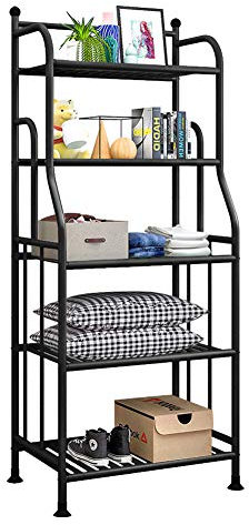 Scaffalatura a 5 piani scaffali di stoccaggio Rack Heavy Duty organizzatore in metallo pianta scaffale per lavanderia bagno cucina dispensa armadio interno/esterno (Nero, 5 piani)