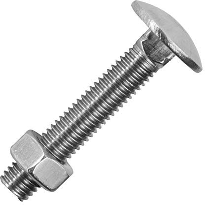 Schlossschrauben M12x200/200 mm mit Edelstahlmuttern M12 aus Edelstahl A2 (50 Stück) | DIN 603 & DIN 934 - Flachrundschrauben - Sechskantmuttern von MESAROS®
