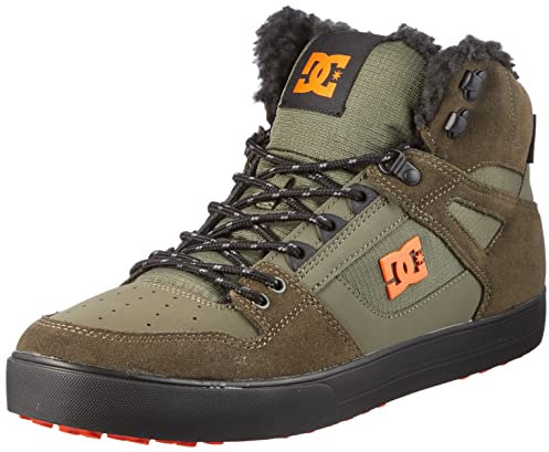 DC Shoes Herren Pure High-Top Sneaker, Dusty Olive/ORANGE, 42.5 EU
