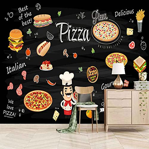 FVGKYS Living Room Bedroom Background Wall Stickers Decals Pizza Blackboard 3D Any Size Self-Adhesive Mural for Nursery Classroom Offices Beauty Salon Modern Art Home Decoration 300x210cm