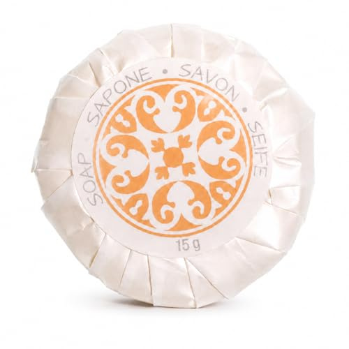 MAQA 100 pcs Savon jetable d'hôtel 15 GR Rond, Ligne de courtoisie pour hôtels et Chambres d'hôtes, Mini Savon pour Le Corps