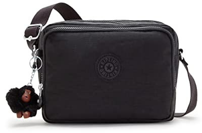 Kipling Damen Silen Umhängetasche Freizeit Wasserabweisend Finish Reißverschlussfächer quer Körper Nylon Kleine Tasche, Schwarz