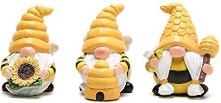 Hodao 3 PCS Bumble Bee Spring Gnome Decorations Honey Bee Gnomes Ornaments World Bee Day Decorations Gifts Fall Thanksgiving Gnomes Figurines Honey Bee Birthday Gifts for Mom,Grandma, Women