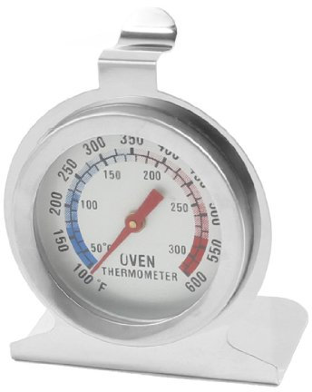 Ruilogod Wand befestigte rundes analoges Silber Ton Edelstahl Backofenthermometer