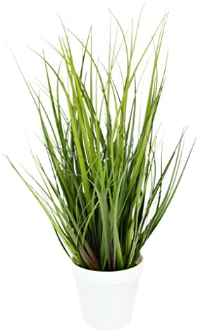 Flair Flower Künstlicher Grasbusch im Topf Kunstpflanze Dekogras Kunstgras Pflanze Ziergras Gras Grasbüschel Busch Deko Gräser Frühjahr Ufergras Schilf Hochzeitsdeko Dekopflanze, Grün, 43x20x20cm