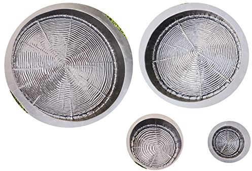 FHONYX 4 Stück Gießform Pflasterform Schablone für Beton Ø39,5 Ø30 Ø18 Ø10,5 4,5cm, Baumstamm, Gartendekoration, Der Querschnitt, Nachahmung Holzmaserung, schalungsformen DIY Pflastersteine, Gießen