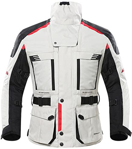 Hcclijo Herren Schutzausrüstung Wasserdicht Moto Racing Jacke Set Motocross Offroad Rennjacke K6533-Weiß-Jacke XXL