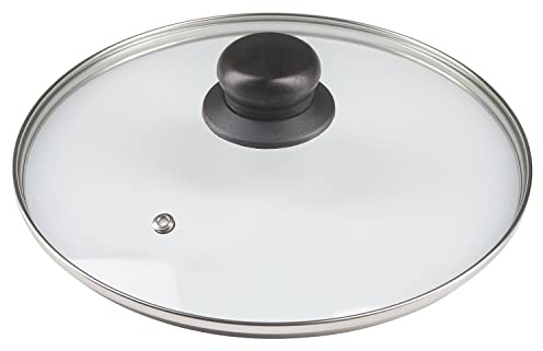 Pullmer Glasdeckel mit Dampfloch, als Pfannendeckel oder Topfdeckel, gehärtetes Glas und hitzebeständiger Griff, Universaldeckel, spülmaschinenfest (28 cm)