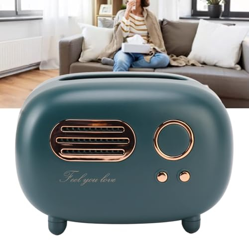 Atyhao Taschentuch-Abdeckungsbox in Retro-Radio-Form, Praktisch und Niedlich für Küche, Badezimmer-Waschtischplatten, Schlafzimmerkommoden, Nachttische, Schreibtische und Tische, (Grün)