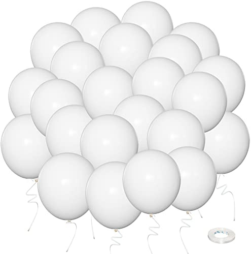 Wiletasz 100 Stück Weiße Luftballons, 30 cm Latex Weiß Party Luftballons Helium 12 Zoll Weiß Luftballons Girlande für Babyparty, Hochzeit, Geburtstagsfeier Dekoration