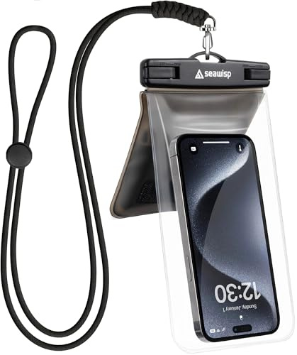 Seawisp Universal Waterproof Phone Pouch [Double Space] IPX8 Dry Bag with Lanyard for iPhone 16 15 14 13 12 Pro Max XS XR X Galaxy S25 S24 S23 Ultra, Fit All Phones Up to 8'', Grey