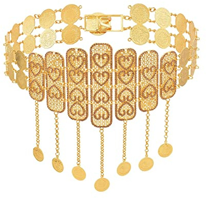 AMDXD Bauchkette Damen, Münze Quaste Anhänger Body Chain Festival Gold Taillenkette Body Link Gürtel für Jeanskleider