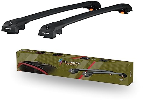 Thunder Carrier TRX1 Roof Rack For DACIA DUSTER (HS) SUV 2014-2017 Black Aluminium Roof Rack Cross Bars Lockable - Fit Raised Side Rails Roof Rails Cross Bar, Rail Carrier