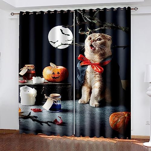 3D Vorhänge Tier Katze Undurchsichtige Vorhänge Waschbar Langhaltig Hochwertig Verdunkelungsvorhang Wohnzimmer Schlafzimmer Küche Thermovorhang 300 X 280 cm - Kinder Vorhänge -9C0R-Y8J