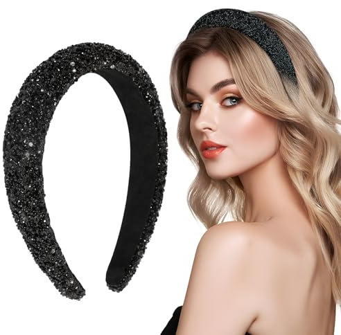 BOFUNX Damen Haarreif Glitzer Strass Haarreif Breit Haarband Stirnbänder für Frauen Mädchen Geburtstagsgeschenk Hochzeit Braut Haarschmuck