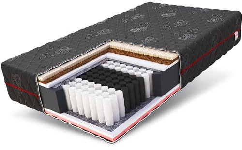 FDM Black MAX Matratze 140x200 cm Kaltschaum Taschenfederkern Höhe 28 cm Härtegrad H3 Latex Kokos Visco-Schaum Öko-Tex Allergikergeeignet Jacquard Bezug waschbar
