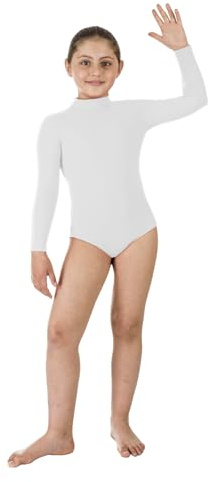 Pegasus Body Danza Collo Alto elastan-spandex Rosso Bambina made in italy (bianco, S 5/6 anni)